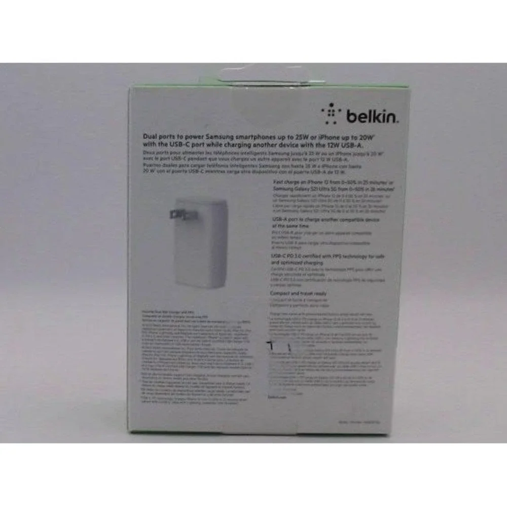 Belkin Mobile WCB007DQWH 37 watts Dual Wall Charger with PPS, BRAND NEW IN BOX